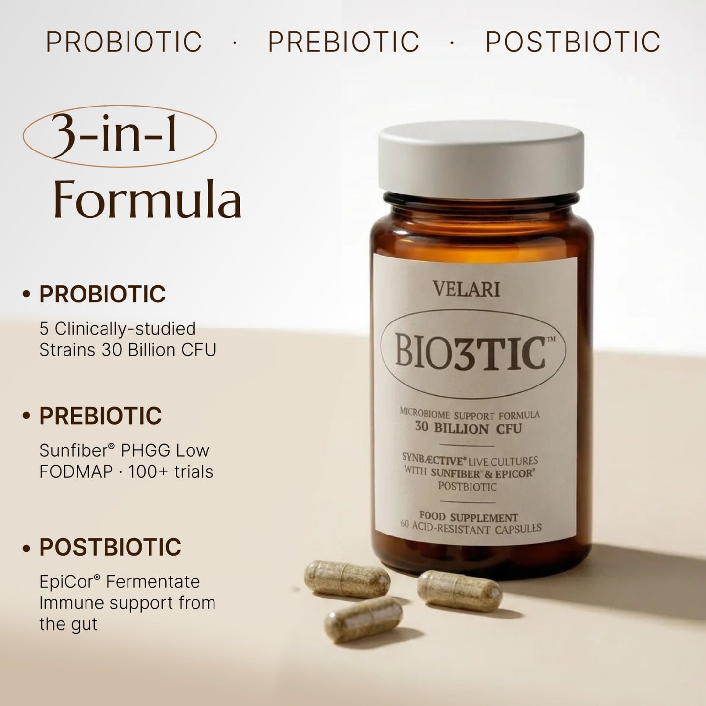 Velari Bio3tic® | Advanced Tri-Biotic Formula